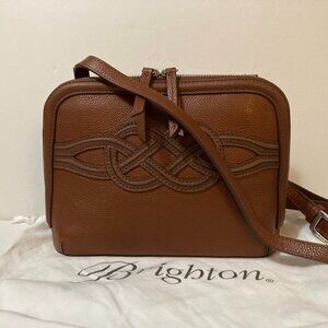 BRIGHTON Aimee Domed Organizer Crossbody Bag Bourbon Tan Leather